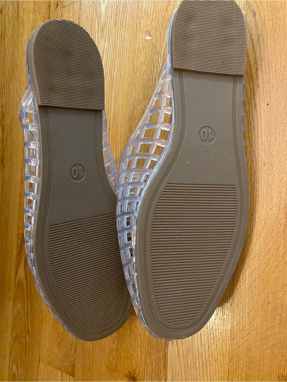 Old Navy Clear Grid Jelly Slide Mules with Tan Insole - Picture 3 of 4